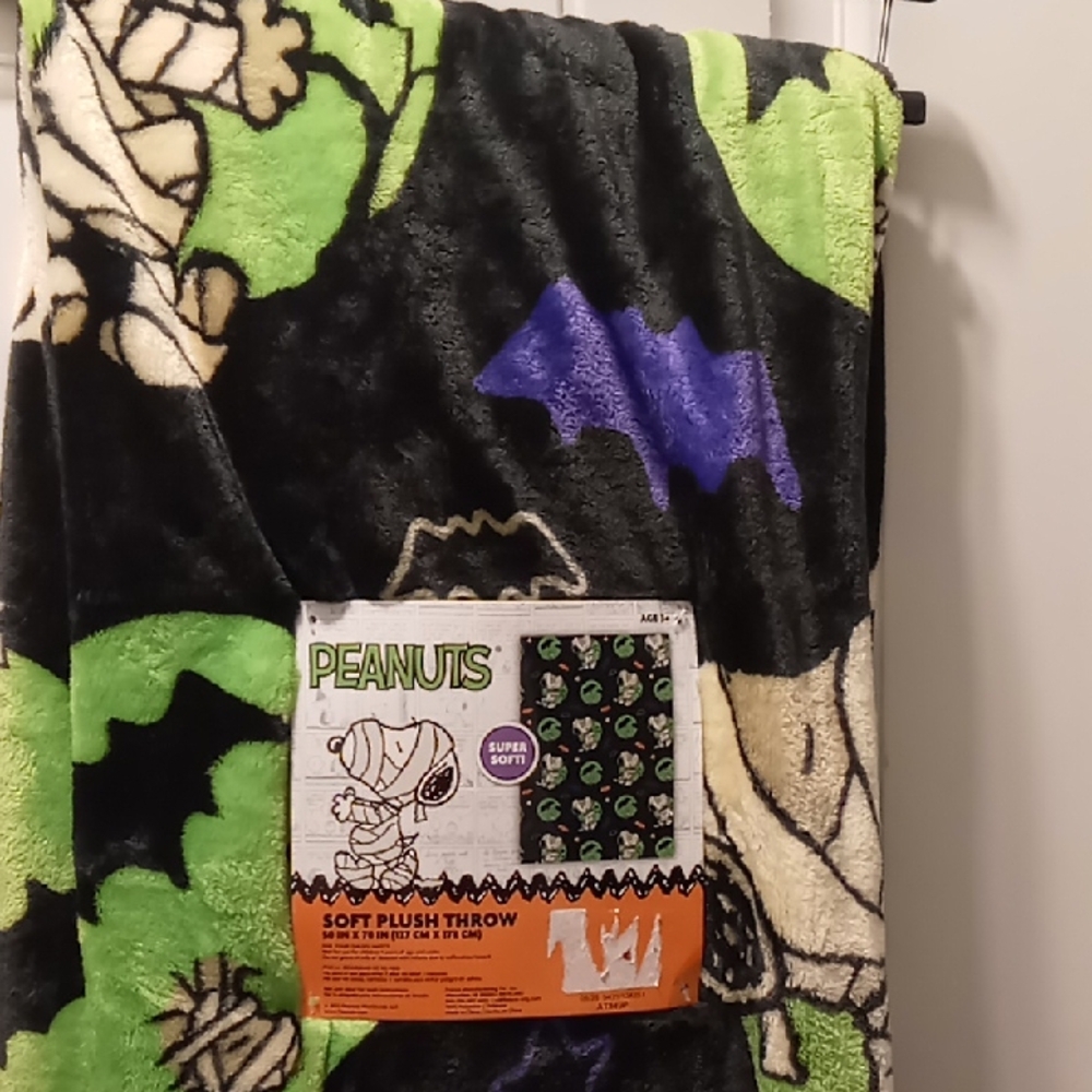 Peanuts Halloween Plush Throw - Black, Green, Purple